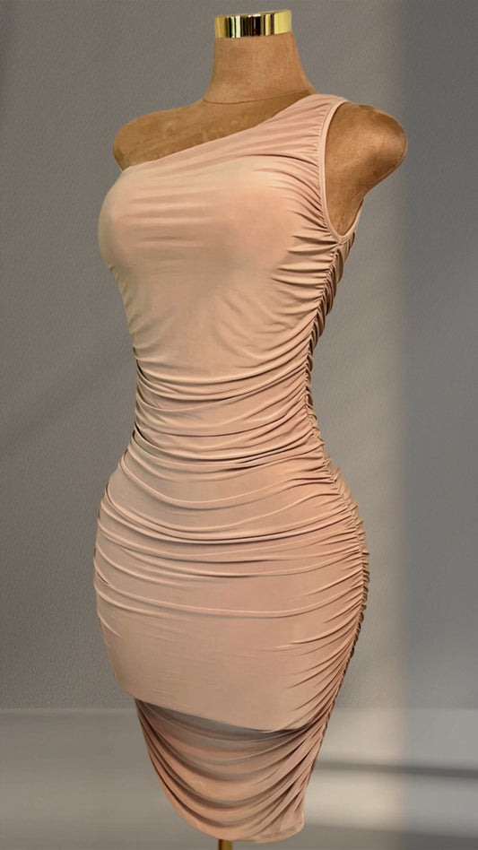 Subtly Enticing Dress Beige